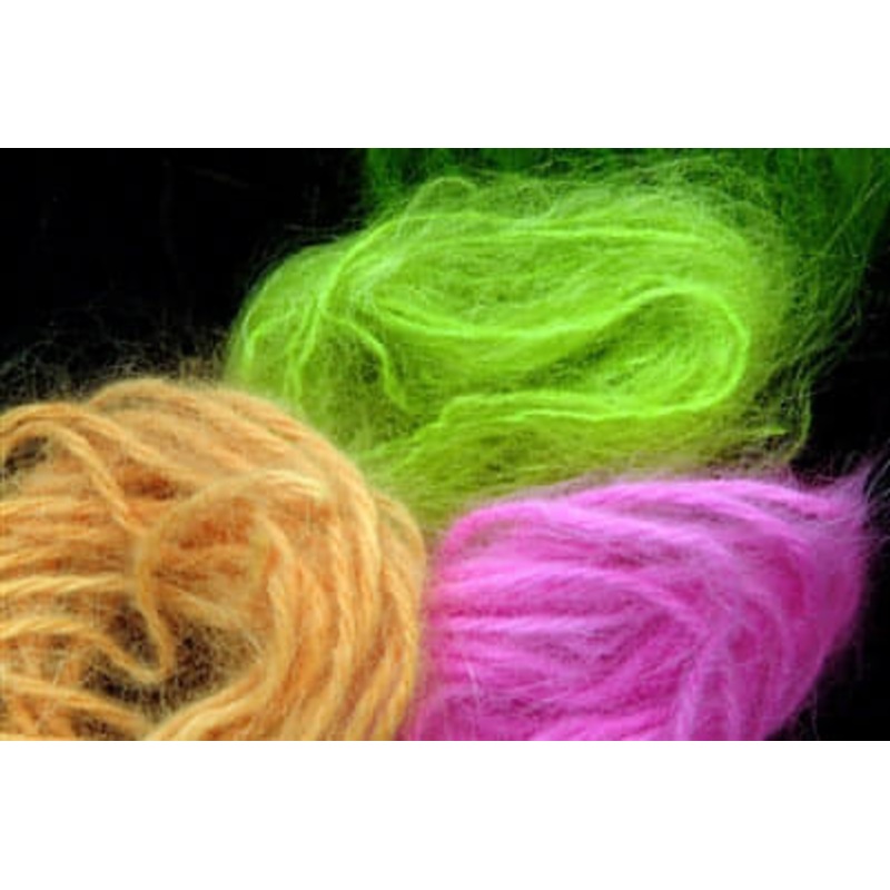 Angora Yarn|Black|Burnt Orange|Fluorescent Chartreuse|Fluorescent Yellow|Fluorescent Orange|Fluorescent Red|Gray|Light Blue|Light Pink|Moss Green|Pale Yellow|Red|Tan|White