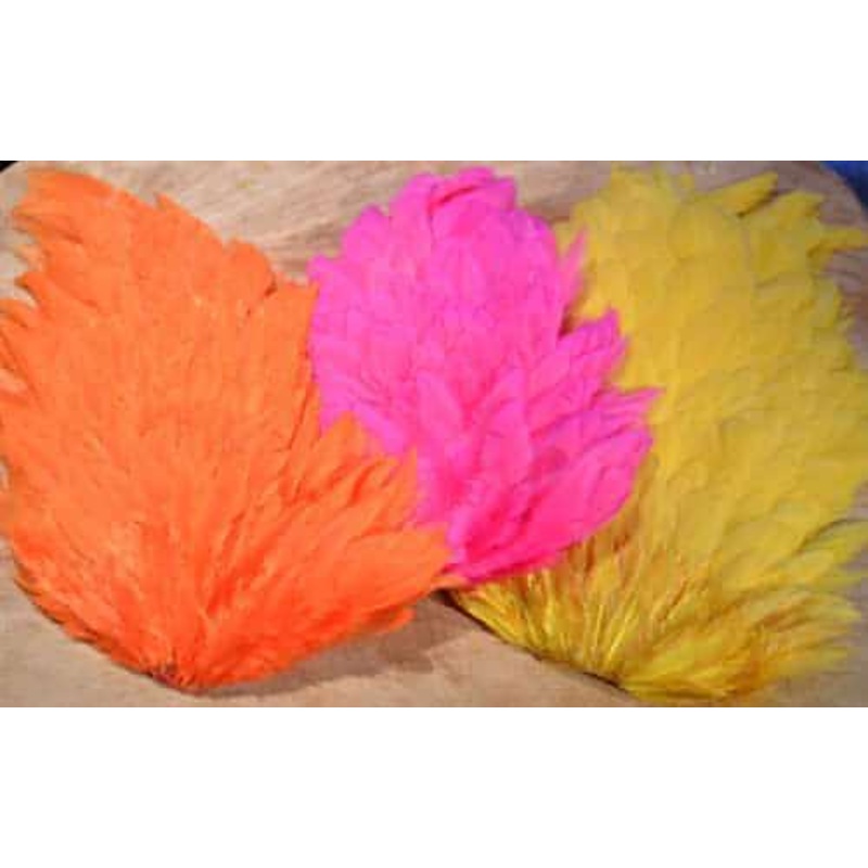 Domestic Hen Backs|Black|Natural Dun|Fluorescent Chartreuse|Fluorescent Orange|Fluorescent Hot Pink|Olive|Purple|Red|Crme|Yellow