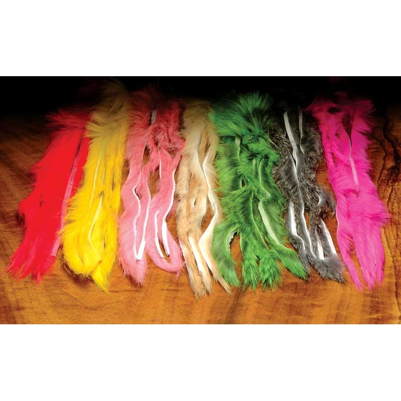 Rabbit Strips- Natural & Dyed|White|Black|Lt. Brown (ginger)|Chinchilla|Purple|Red|Olive|Yellow|Chartreuse Green|Gold Variant|Golden Olive|Fl. Pink|Fl. Orange|Crawfish Orange|Navy Blue|Fl. Fire Orange|Salmon Pink|Olive Variant|Rust|Peach|Brown|Baby Blue|B