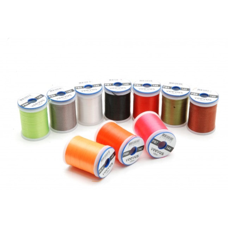 Veevus Power Thread|140 Denier|Black|White|Fl. Orange|Brown|Fl. Chartreuse|FL.Fire Orange|FL.Hot Pink|Red|Olive|Gray