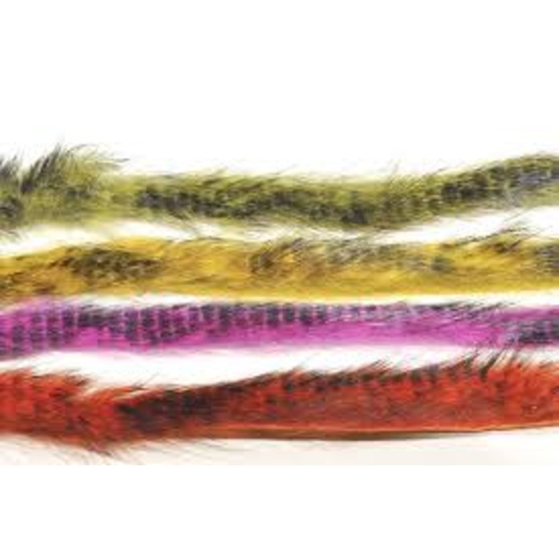 Barred Speckled Zonker Strips|3/16″|Baby Blue|Chartreuse|Hot Orange|Hot Pink|Olive|Red|Yellow