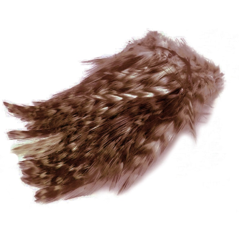 BARRED STRUNG NECK HACKLE. BROWN