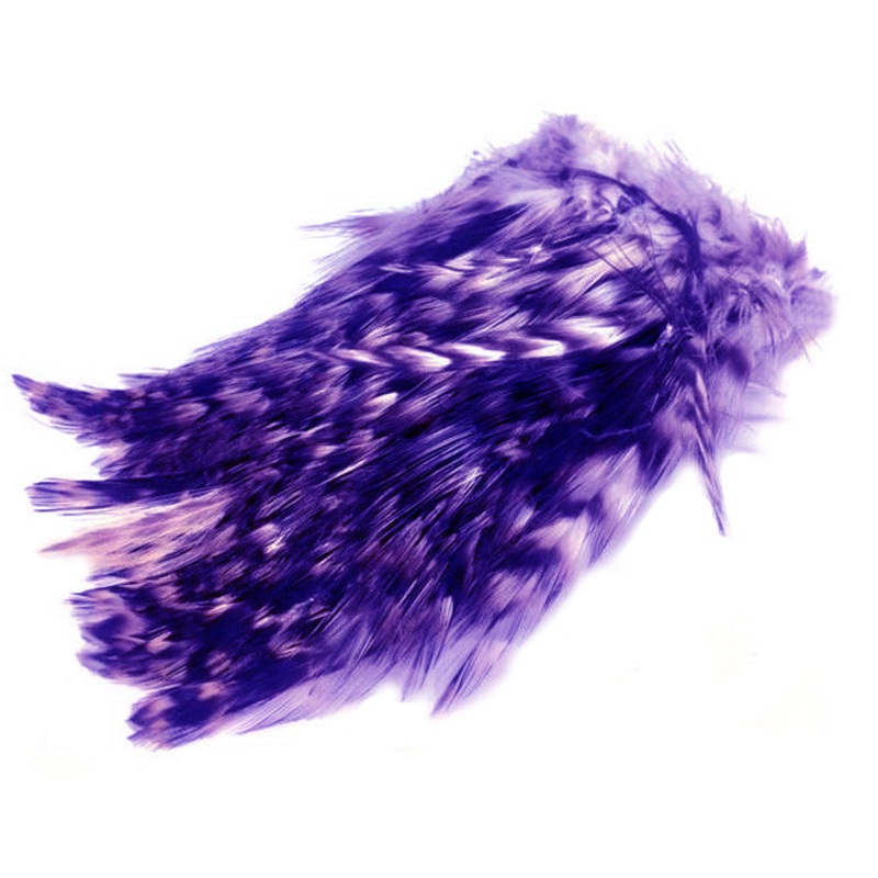 BARRED STRUNG NECK HACKLE. Color: PURPLE