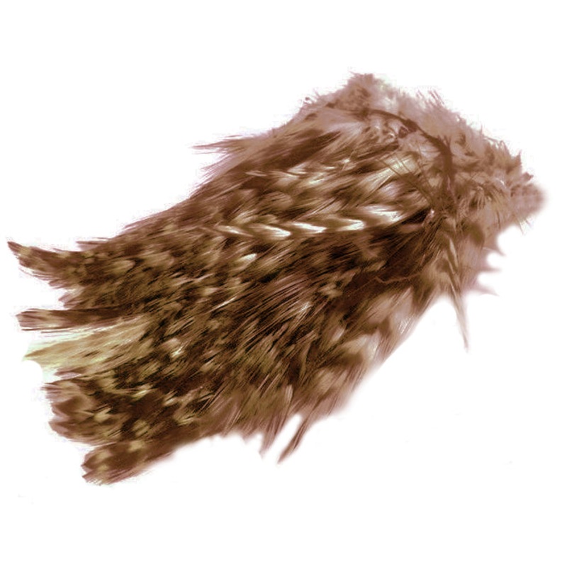 BARRED STRUNG NECK HACKLE. TAN