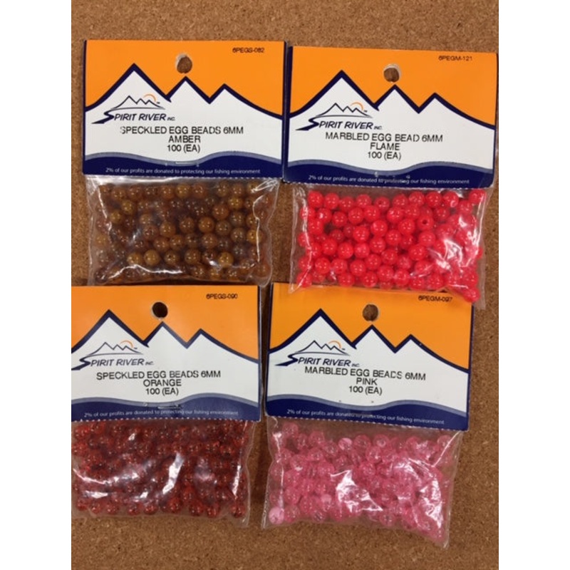 Marbled Egg Bead- Speckled|6mm|Amber|Salmon|Flame|Orange|Pink|100