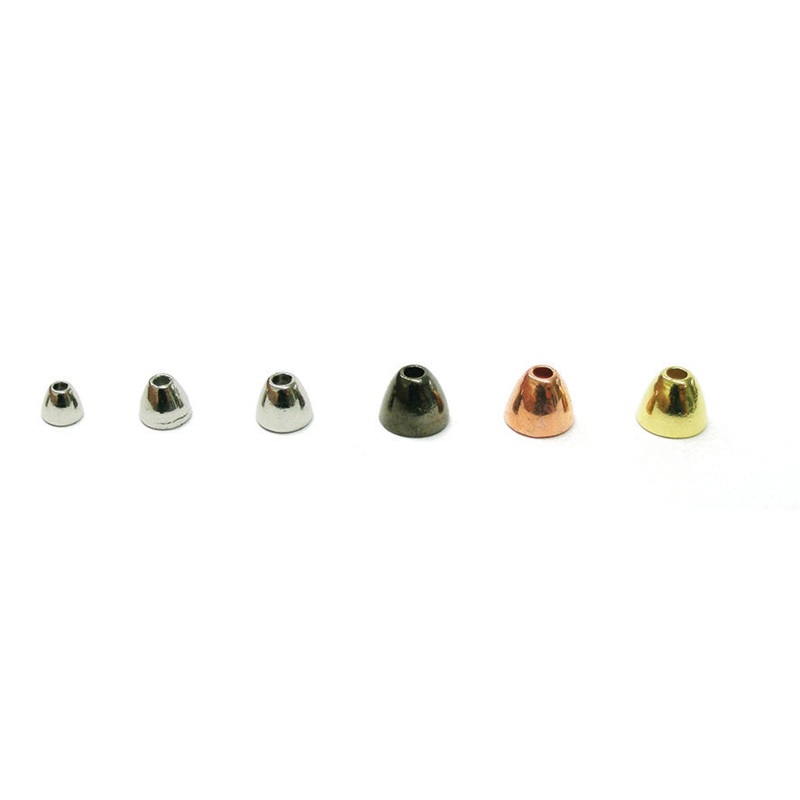 Tungsten Cone Heads|X-Small 4mm|Small 5 x 4mm|Medium 5 x 5mm|Large 6x 6mm|X-Large 6 x 6mm|Copper|Black Nickel|Gold|Black|Nickel|10