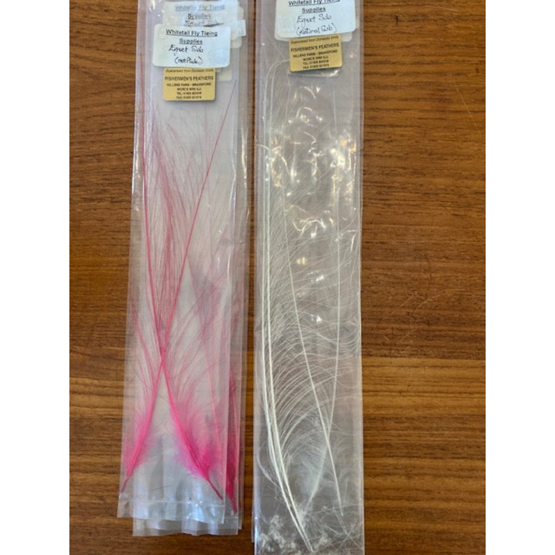 Egret Feather Substitute|Hot Pink|White