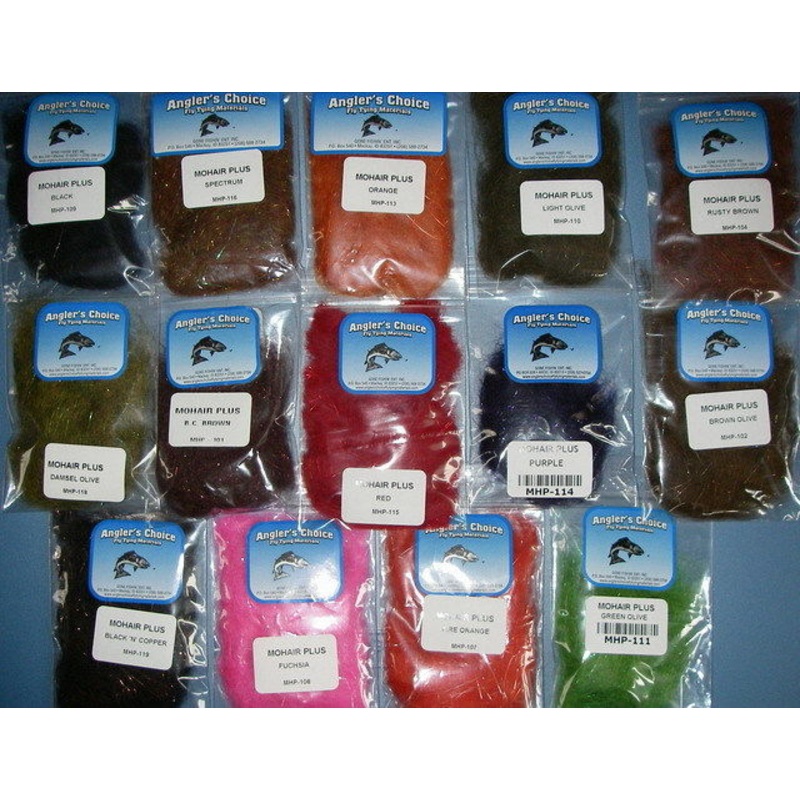 Mohair Plus Dubbing|Black|B.C. Brown|Spectrum (light rusty brown)|Brown/Olive|Red/Black