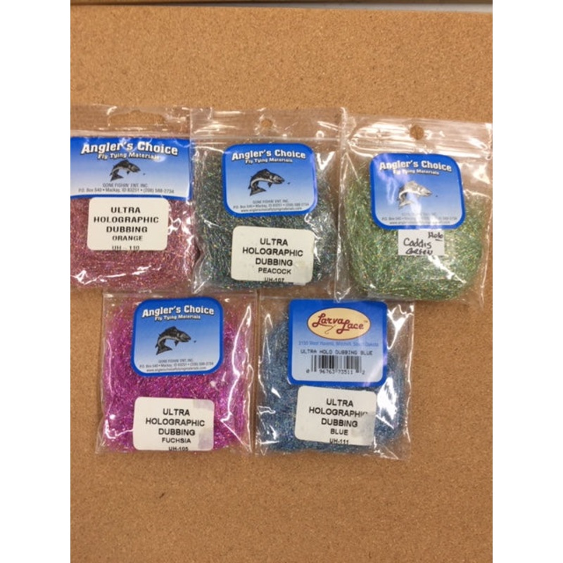 Ultra Holographic Dubbing|Blue|Caddis Green|Peacock|Orange|Olive|Fuchsia