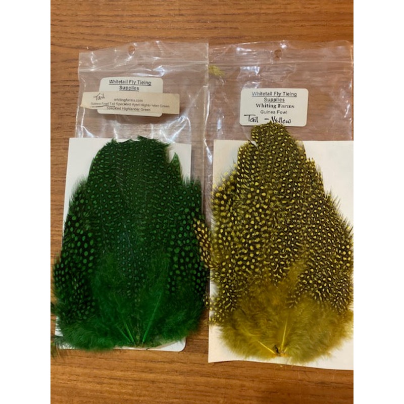 Guinea Fowl Trimmed Tail|Highland Green (Kelly Green)|Yellow