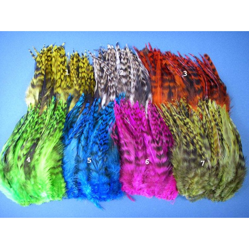 Strung Saddle Hackle, Chinchilla (Barred)