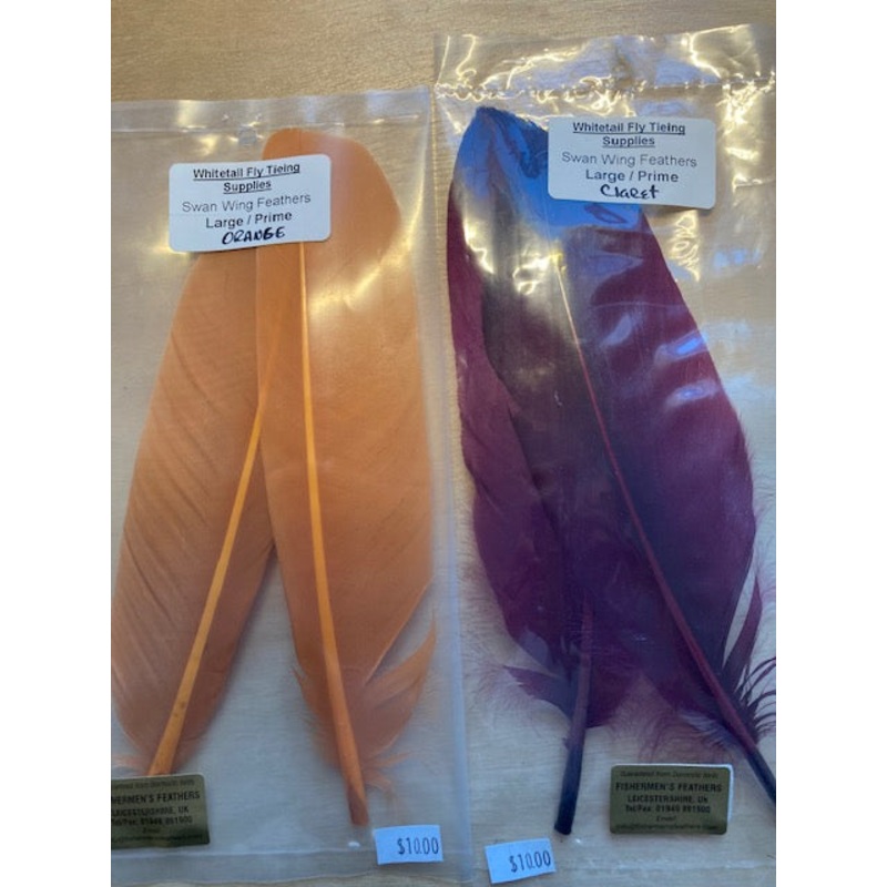 Swan Primary Quills|Red|Yellow|Bright Orange|Claret|Turquoise|Orange|Green