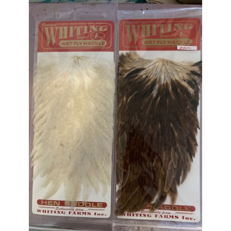Whiting Hen Saddles|Brown|Grizzly/Olive|Dyed Dark Dun