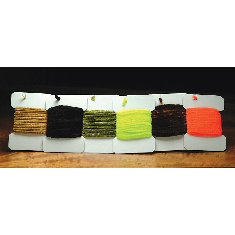 Chenille|Medium|Small 1/8″|Large 1/4″|Orange|Yellow|Dun|Olive|Red|White|Black|Coral Red