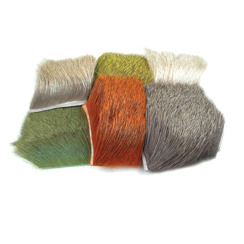 Elk, Cow Body Hair Dyed|2″ x 3″|Bright Orange|Dark Dun|Dark Brown|Rusty Brown|Yellow|Orange|Dun|Olive|Red|Purple|Chartreuse|Green|Black