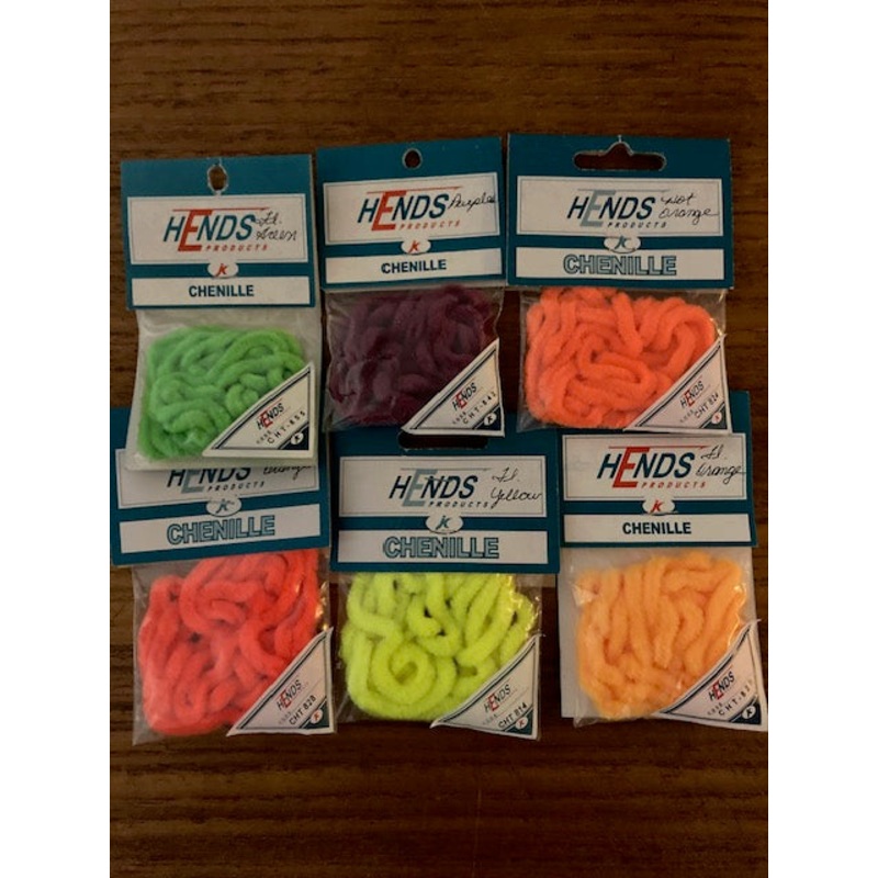 Hends Czech Chenille|1/4″|Fluorescent Orange|Fluorescent Yellow|Hot Orange|Purple|Fluorescent Green|Red Orange