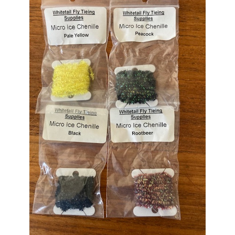 Micro Ice Chenille (Kreinik)|3 yards|Pale Yellow|Peacock|Root Beer|Black|Pearl