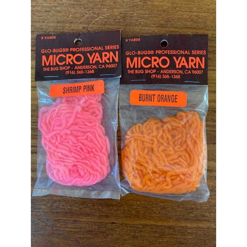 Micro Yarn Glo Bug|Micro|Burnt Orange|Flame|Pink|Shrimp Pink|Steelhead Orange