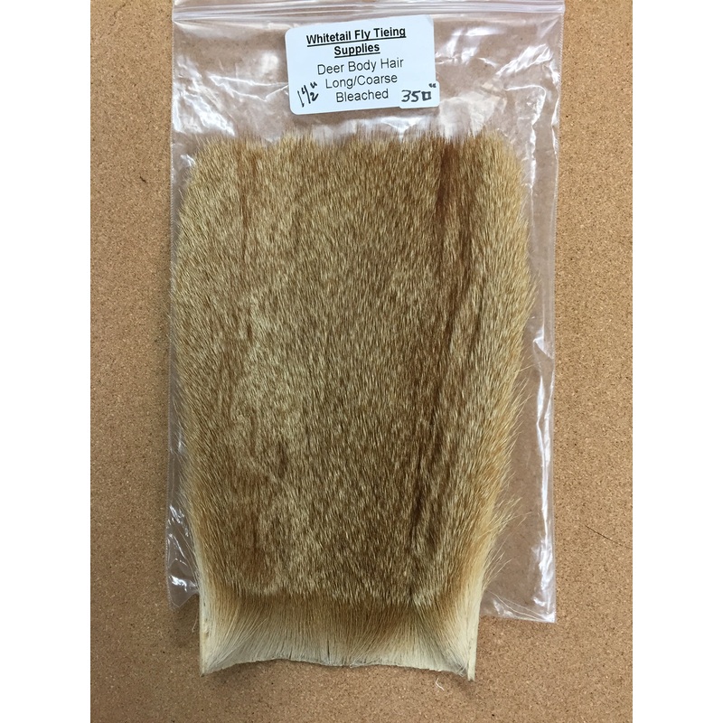 Whitetail Deer Body Hair – Long Coarse (for spinning) – Bleached – Custom Cut