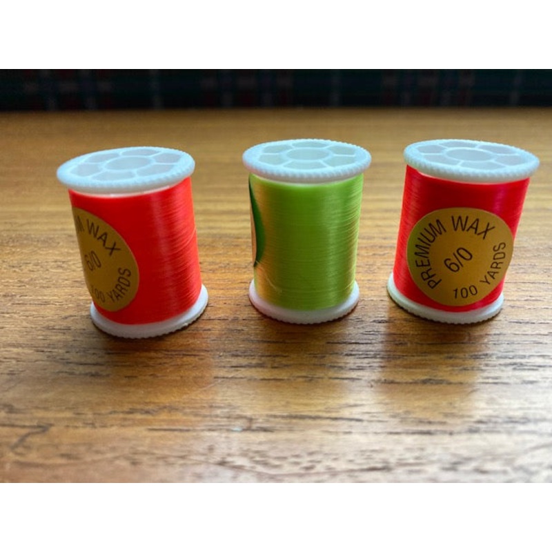 Gordon Griffiths Waxed Thread||6/0|Red|Chartreuse|Orange