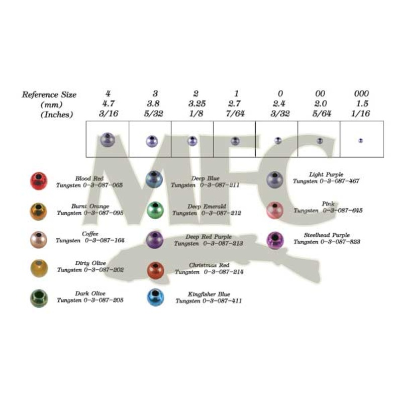 Lucent Beads (Tungsten)|2.mm 5/64″|2.4mm 3/32″|Steelhead Purple|Dark Olive|Burnt Orange|Hot Pink|20