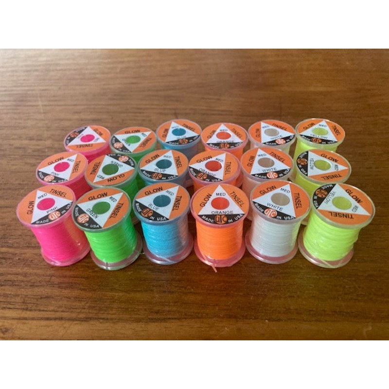 Glow Tinsel|1/32″|White|Yellow|Orange|Green|Blue|Pink