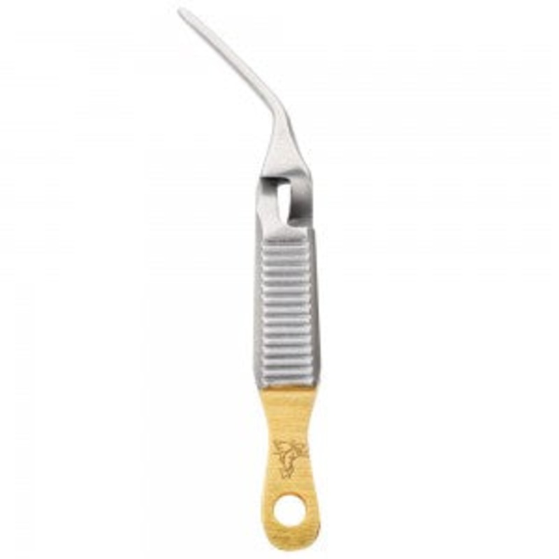 DR SLICK Extra-Hand Fly Tweezer Self Closing. Gold & Satin Curved 2.5