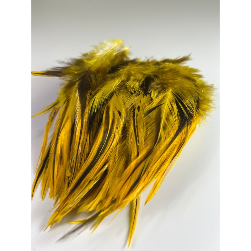 Badger Saddle Hackle – Dyed Yellow