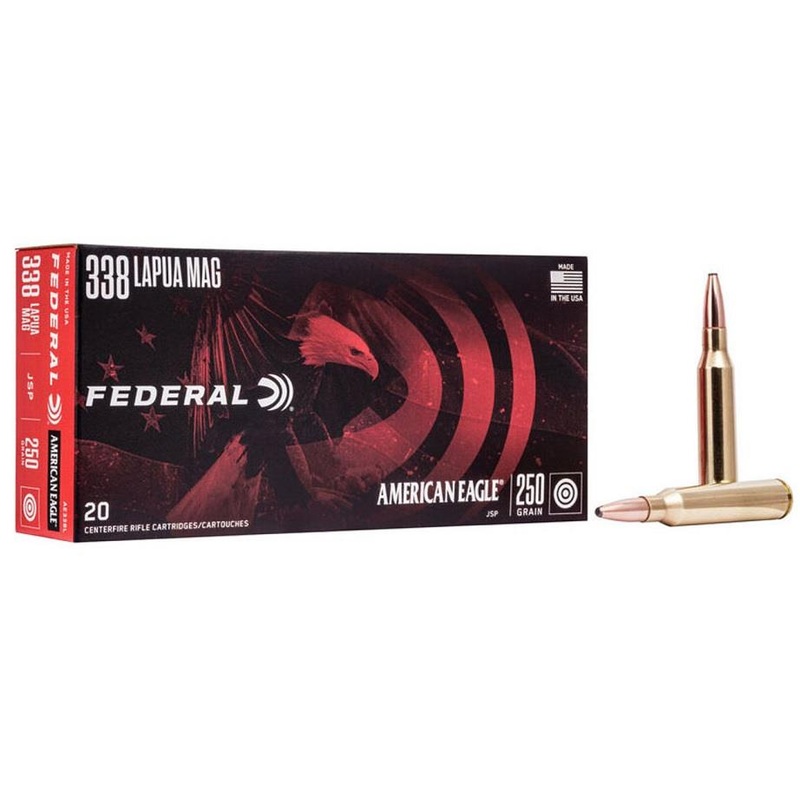 American Eagle 338 Lapua Mag 250 Gr Soft Point – 20 Per Box
