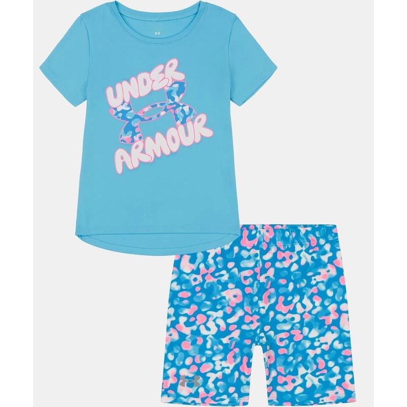 UA Bubble Logo Bike Shorts Set (4-6x)- Girls