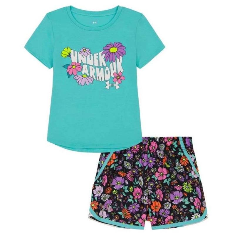 UA Floral Logo Shorts Set (2T-4T)