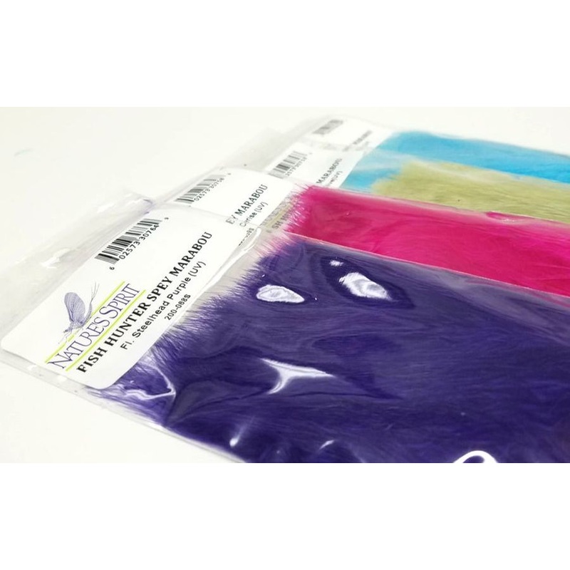 Blood Quill Spey Marabou|Bleached White|Purple|Royal Blue|Hot Orange|Hot Red|Maroon/Wine|Burgundy|Black|Dk. Turquoise/KFB|Magic Magenta|Fl. White (UV)|Fl. Chartreuse (UV)|Fl. Fuchsia (UV)|Fl. Blue (UV)|Fl. Dk. Lilac (UV)|Fl. Apricot (UV)|Fl. Steelhead Ora