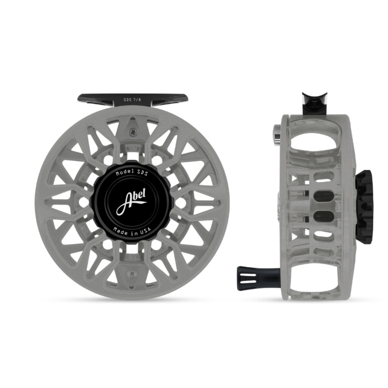 Abel SDS 7/8 Ported Reel: Satin Platinum & Black w/ Black Handle