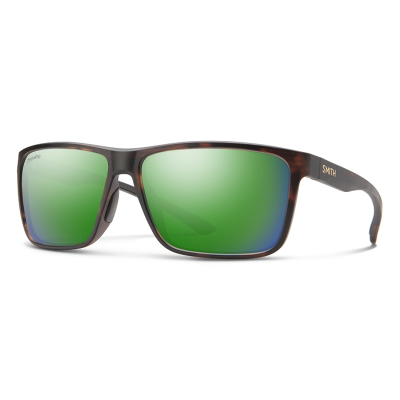 Smith Optics Riptide: Matte Tortoise Frame / ChromaPop Glass Polarized Green Mirror / Medium to Large