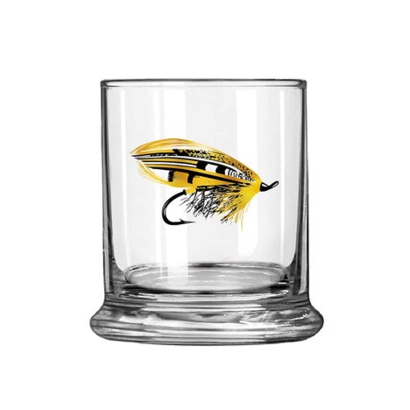 Rep Your Water Salmon Fly Metallic Print Old Fashioned Glass