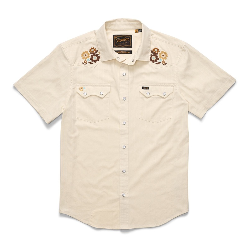 Howler Brothers Crosscut Deluxe Snapshirt SS – Flower Power : Off White Dobby
