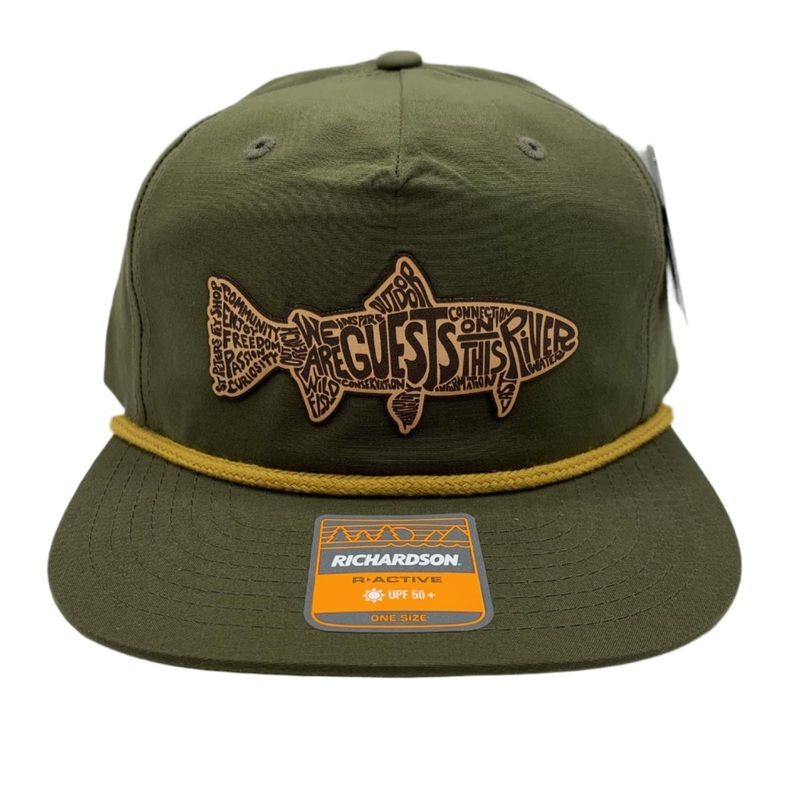 Richardson Sports Leather Manifesto Logo Umpqua Hat Loden / Gold Rope One Size