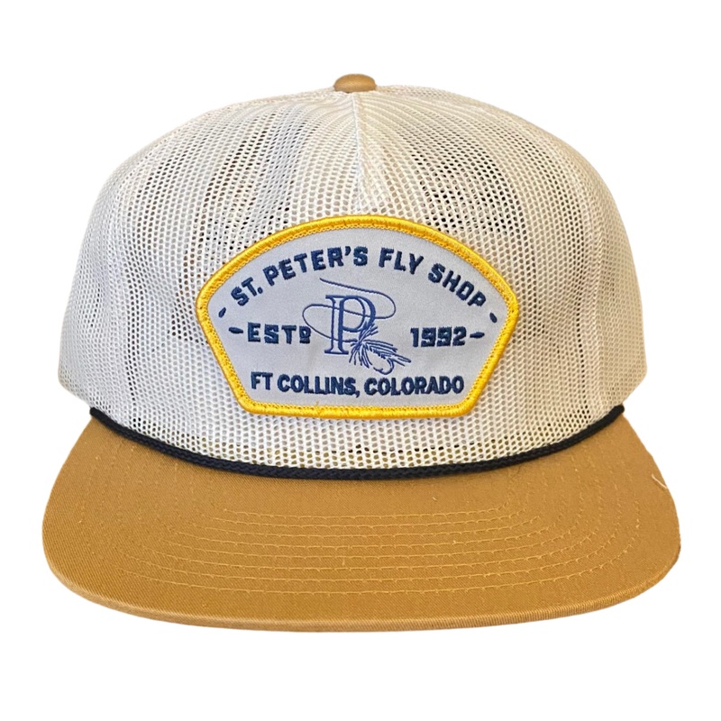 Captuer Headwear St. Peter’s Fly Shop Embroidered Patch Trucker Hat Birch/Biscuit/Navy Rope
