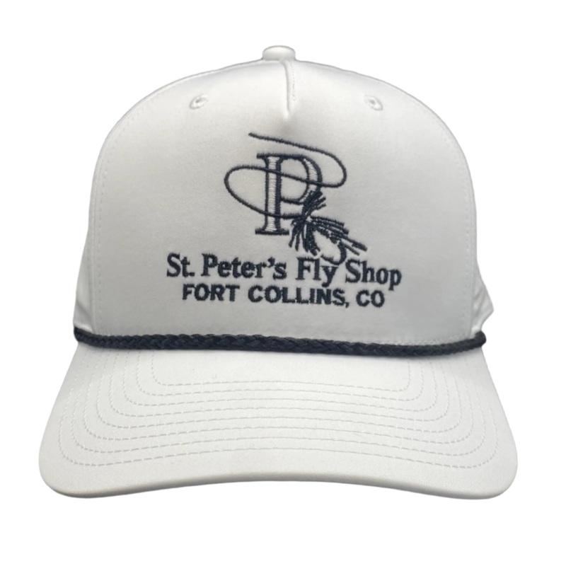 Richardson Sports St. Peter’s Classic Solid Black Logo 5 Panel Hat White w/ Black Rope One Size