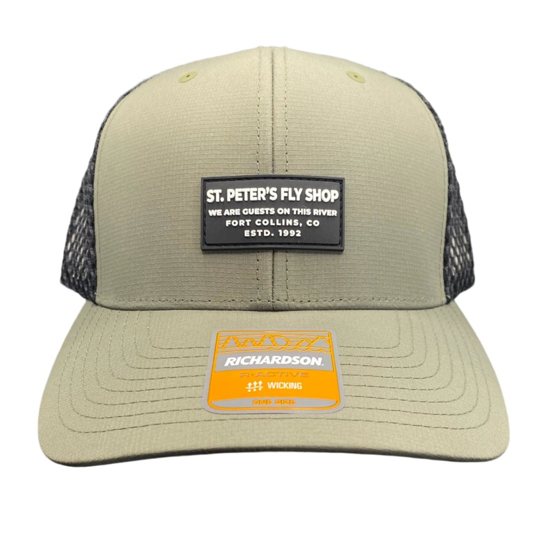 Richardson Sports St. Peter’s Fly Shop Rubber Patch Trucker Hat Olive/Black Mesh
