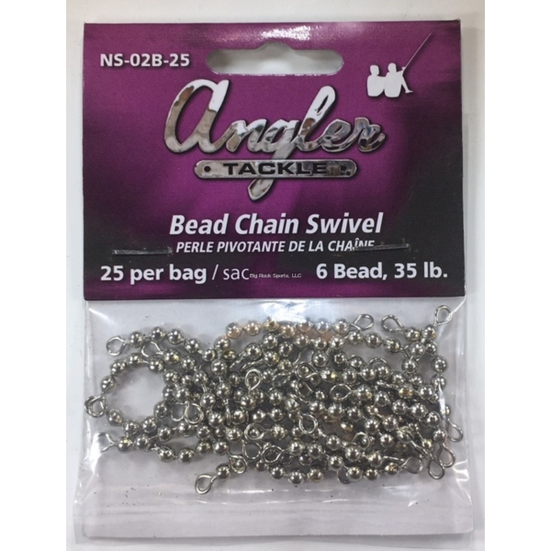 Angler Bead Chain Swivel, 6 bead, 35lb, 25 pack