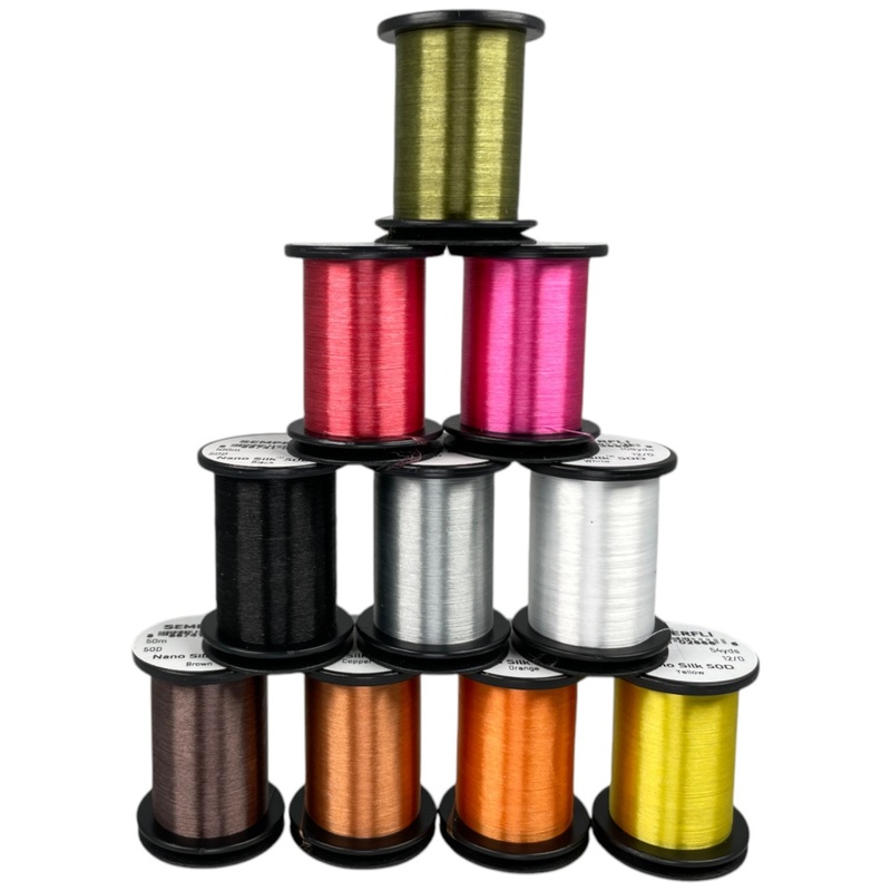 Semperfli Nano Silk 50D 12/0|Black|Brown|Copper|Gray|Olive|Orange|Pink|Red|White