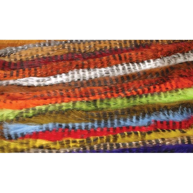 Hareline Barred Rabbit Strips|Black Barred Chartreuse|Black Barred Chinchilla|Black Barred Red|Black Barred White|Black Barred Olive Variant|Black Barred Gold Variant|Black Barred Wine|Black Barred Grizzly|Barred Crawfish Orange|Black Barred Yellow|Black