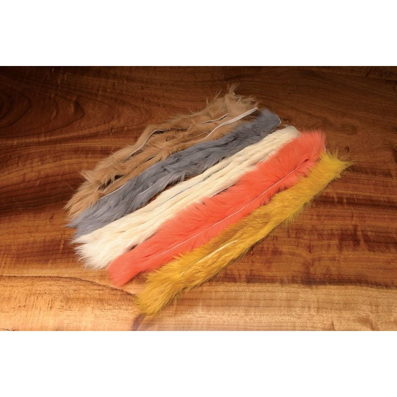 Hareline Rabbit Strips|White|Yellow|Chartreuse Green|Dark Brown|Golden Olive|Burgundy|Crawfish Orange|Fl. Pink|Charcoal|Rust|Gold Variant|Navy Blue|Fl. Fuchsia|Salmon Pink|Olive Variant|Fl. Flame|Grizzly|Olive|Black|Chinchilla|Baby Blue|Red|Bright Purple|