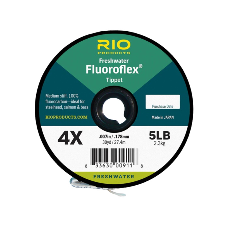 RIO Fluoroflex Tippet|30yd 7X (2lb)|30yd 6X (3lb)|30yd 5X (4lb)|30yd 4X (5lb)|30yd 3X (6lb)|30yd 2X (8lb)|30yd 1X( 10lb)|30yd 0X (12lb)|25yd 16lb|25yd 20lb