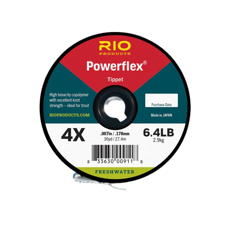 RIO Powerflex Tippet|30yd 8X (1.5lb)|30yd 7X (2.4lb)|30yd 6X (3.4lb)|30yd 5X (5.0lb)|30yd 4X (6.4lb)|30yd 3X (8.2lb)|30yd 2X (10lb)|30yd 1X (13lb)|30yd 0X (15lb)|30yd 20lb|30yd 25lb|25yd 30lb|25yd 35lb|21yd 40lb|15yd 50lb