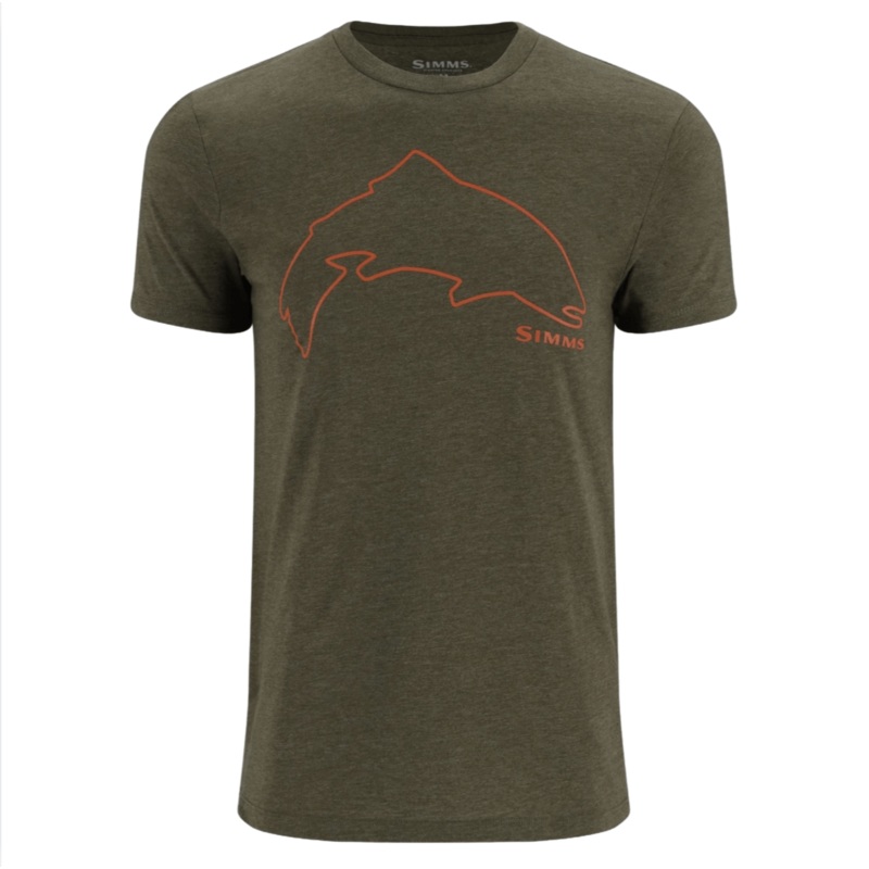 Simms M’s Trout Outline Shirt|Loden Heather|M|XL|L|XXL