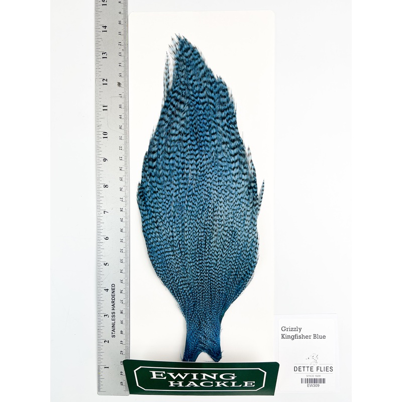 Grizzly dyed Kingfisher Blue – Ewing Rooster Cape