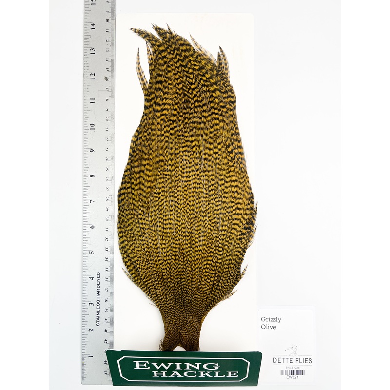 Grizzly dyed Olive – Ewing Rooster Cape