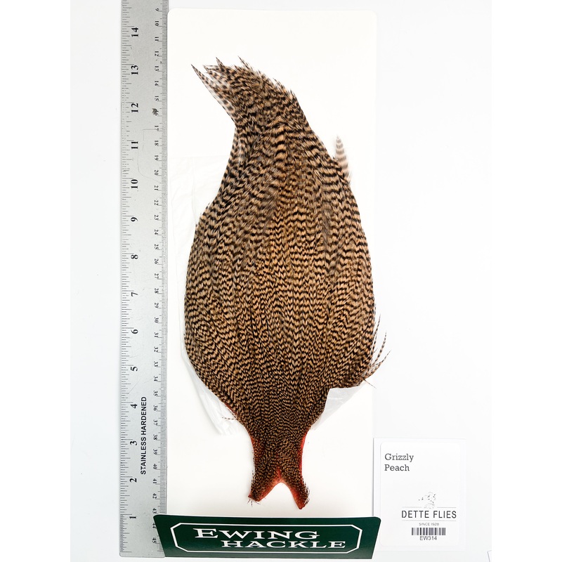 Grizzly dyed Peach – Ewing Rooster Cape